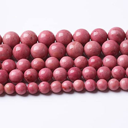 8m 45pcs 7A Premium Gemstone Rhodochrosite Beads Natural Stone Round Loose Energy Healing Beads for Jewelry Making DIY Bracelet (16 Count)