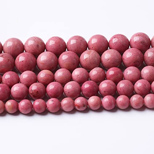 6mm 63pcs 7A Premium Gemstone Rhodochrosite Beads Natural Stone Round Loose Energy Healing Beads for Jewelry Making DIY Bracelet (16 Count)