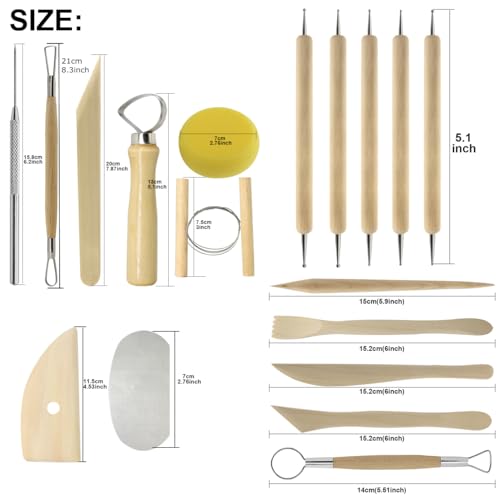 Pottery Sculpting Tools 32PCS Ceramic Clay Carving Tools Set for Crafts Polymer Clay Club (32 Count)