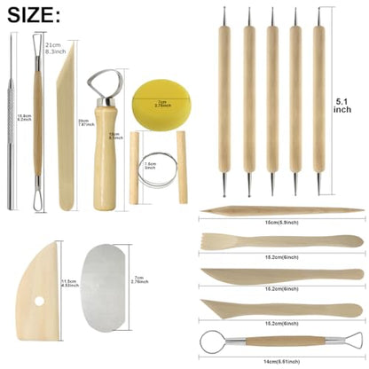 Pottery Sculpting Tools 32PCS Ceramic Clay Carving Tools Set for Crafts Polymer Clay Club (32 Count)