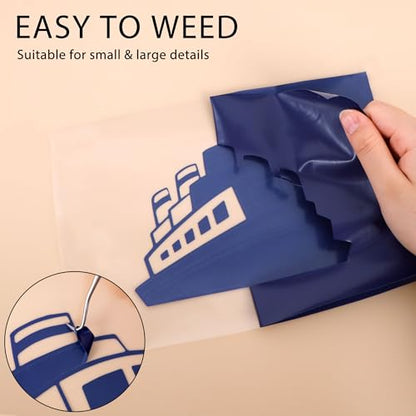 RENLITONG Navy Iron on Vinyl 12Inch by 50ft Roll Heat Transfer Vinyl for T