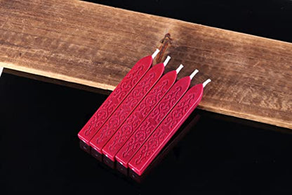 5Pcs Wine Red Sealing Wax Sticks with Wicks for Wax Seal Stamp (5 Count)