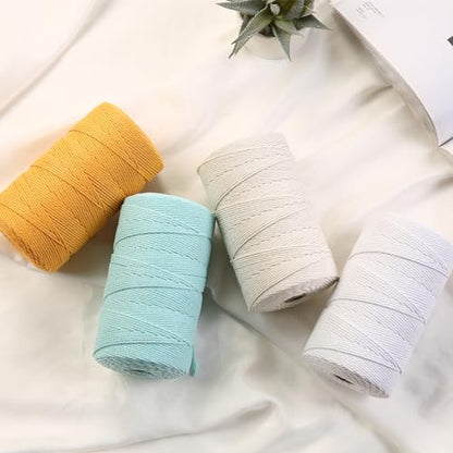 Macrame Cord 2mm x 382yards Natural Macrame Cotton Rope Colored Macrame Rope Soft Cotton Cord Macrame Supplies Craft Rope Macrame Yarn for Plant Hanger Wall Hanger Dreamcatcher (1136 Foot)