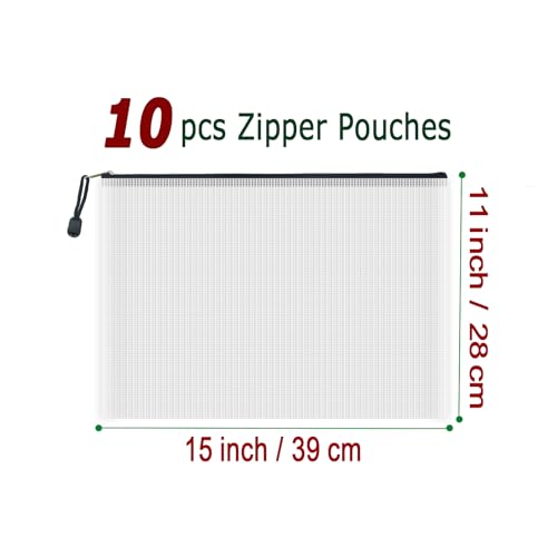 10 Pcs Zipper File Bags (10 Count)