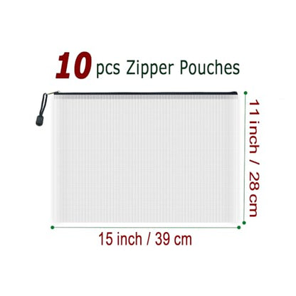 10 Pcs Zipper File Bags (10 Count)