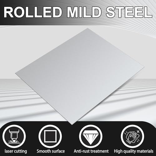 4 Pcs Mild Steel Sheet Cold Rolled 18 Gauge Metal Plate Weldable Metal Sheets for Professional Industrial DIY Use (4.32 Sq Ft)