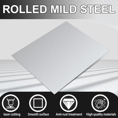 4 Pcs Mild Steel Sheet Cold Rolled 18 Gauge Metal Plate Weldable Metal Sheets for Professional Industrial DIY Use (4.32 Sq Ft)