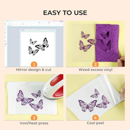 Glitter HTV 12" x 10ft Purple Glitter HTV Heat Transfer Vinyl