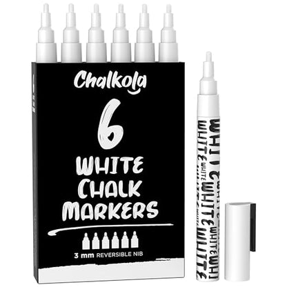 6 White Dry Erase Chalk Markers
