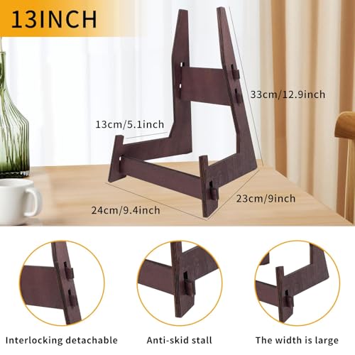 2 Pack 13 Inch Wooden Large Plate Display Stands
