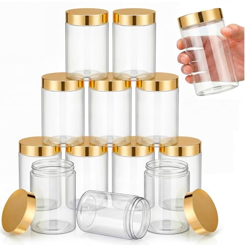 12 Pack 12 oz Plastic Container Jars with Lids Round Clear Travel Cosmetic Container Slime Jars for Toiletries (12 Count)