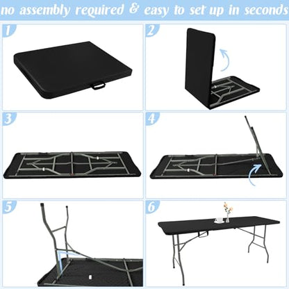 2 Pack 6 Feet Portable Folding Table Black