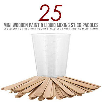 5 Oz (150 ml) Liquid Measuring Cups, 50 Pack with 25 Sticks