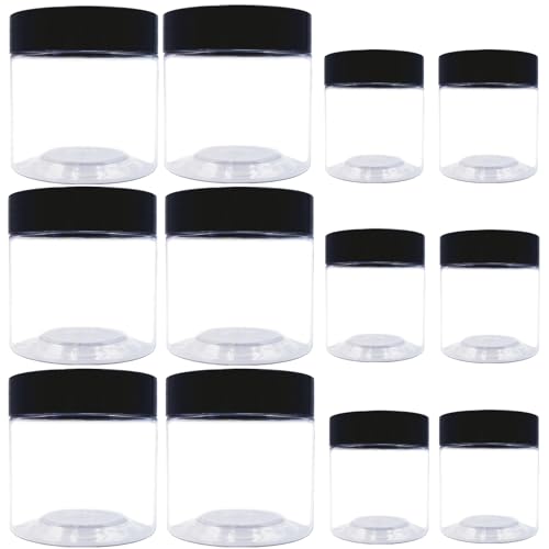 8 oz Plastic Containers with Lids and 4oz Small Containers (12 Count)