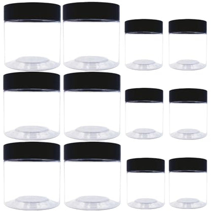 8 oz Plastic Containers with Lids and 4oz Small Containers (12 Count)