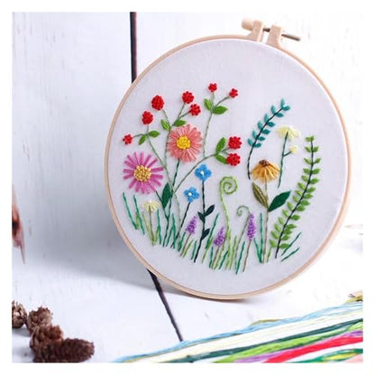 Needle Point Kits Adults Full Range of Starter Including Instructions Stamped Cloth with Pattern Hoop Color Threads and Tools Art Projects