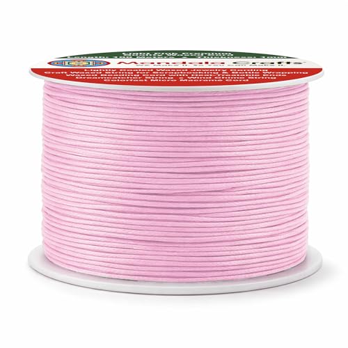 1mm Light Pink Cotton Waxed Cord for Jewelry Making (327 Foot)