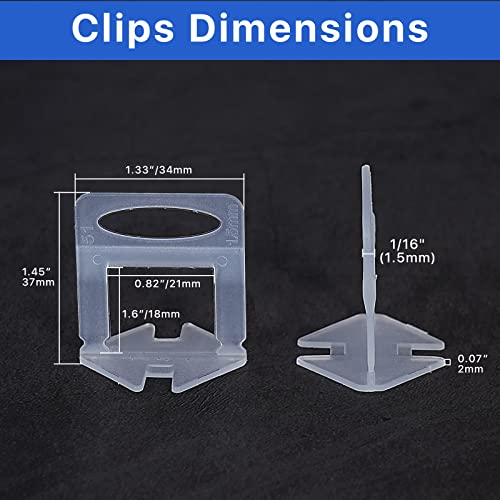 Tile Leveling System Clips Spacers Tile Leveler Clips DIY Tile Leveler Spacers 4200 Pcs 1 (1000 Count)