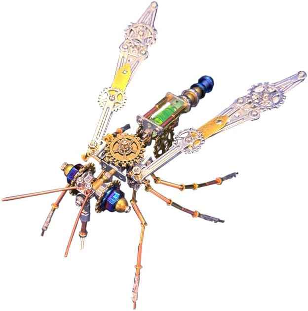 3D Assembly Puzzles Metal Insect Bug Mechanical Mosquito Steampunk Sculpture Arts and Crafts DIY Projects,Model Building Kits Science Kit Fun Birthday Gift (Mechanical Mosquito)