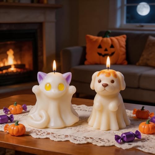 2 Pack Ghost Cat & Dog Candle Mold (2 Count)
