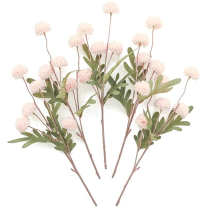 5pcs Blush Faux Silk Mums Artificial Flowers (25 Count)
