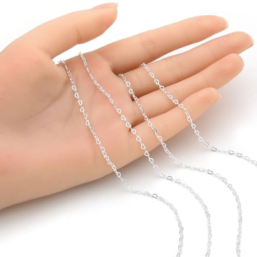 5 Feet Real Sterling Silver Heart Chain Link Findings 3.2x2.1mm (5 Foot)