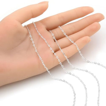 5 Feet Real Sterling Silver Heart Chain Link Findings 3.2x2.1mm (5 Foot)