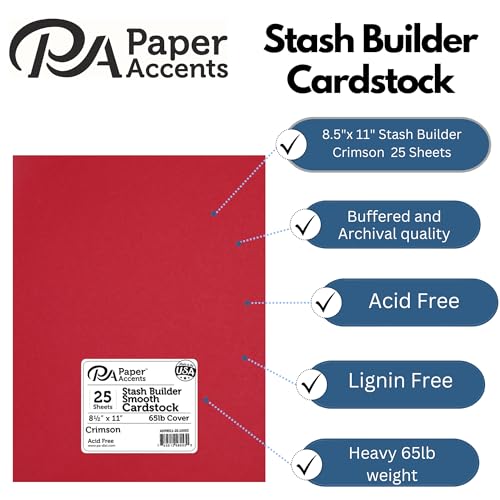PA Paper Accents Stash Builder Cardstock 8.5" x 11" Crimson
