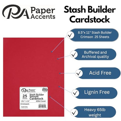 PA Paper Accents Stash Builder Cardstock 8.5" x 11" Crimson