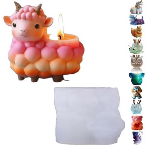 Animal Resin Molds Silicone 3D Cute Sheep Epoxy Resin Plaster Candle Holder Wax Molds for Candle Making