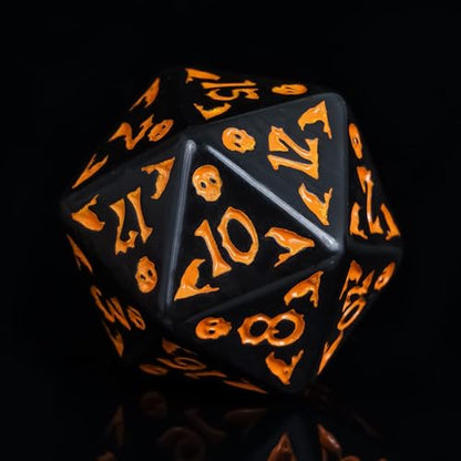 7 Die DND Dice Set Scary Pattern Polyhedral Dice Set with Dice Bag (7 Count)