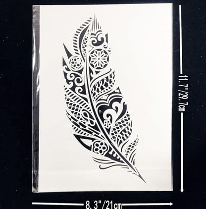 A4 Reusable Mandala Feather Stencil for Painting