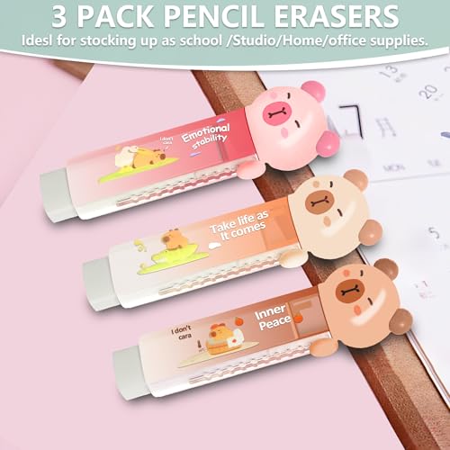 3Pcs Retractable Pencil Erasers (3 Count)