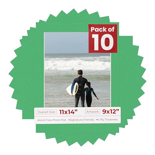 Pack of Ten Acid Free 11x14 Mats Bevel Cut for 9x12 Photos (10 Count)
