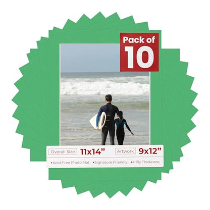 Pack of Ten Acid Free 11x14 Mats Bevel Cut for 9x12 Photos (10 Count)