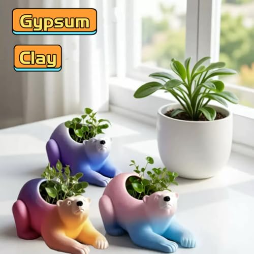 Animal Resin Molds Silicone 3D Cute Polar Bear Epoxy Resin Plaster Candle Holder Wax Molds for Candle Making