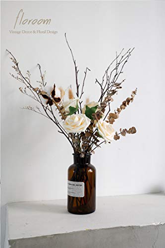 Artificial Flowers 50pcs Real Looking Cream Foam Fake Roses with Stems for DIY Wedding Bouquets Bridal Shower Centerpieces Floral Arrangements Party Tables Home Decorations (50 Count)