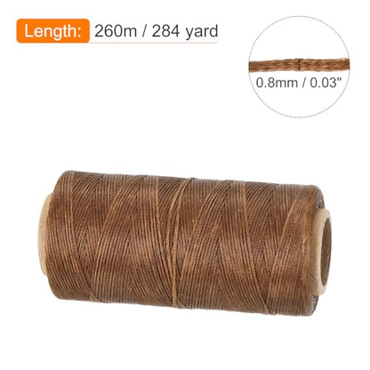 Waxed Thread 284 Yard 0.8mm 150D Flat Wax Thread Polyester Waxed String for Leather Sewing Hand Weaving Book Binding Home Decoration