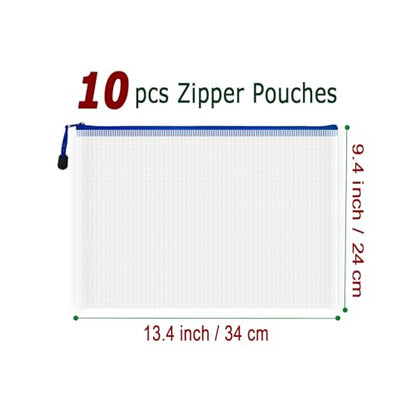 10 Pcs Zipper File Bags (10 Count)