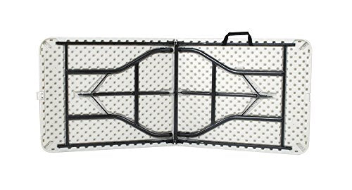6ft Fold-in-Half Blow Molded Folding Table, Indoor/Outdoor, Comfort Handle, Lightweight Plastic Construction - White