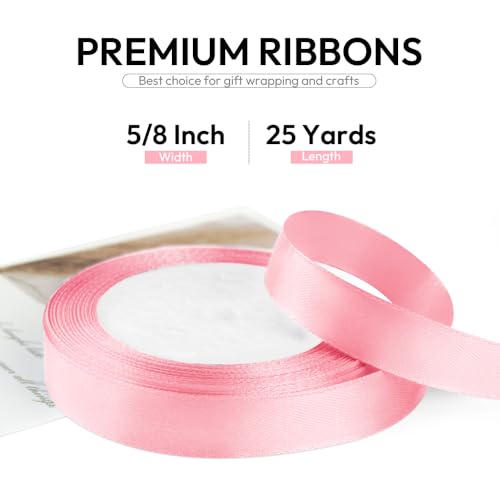 5 8 Inch 25 Yards Satin Ribbon Light Pink (75 Foot)