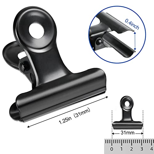 30 Pack Bulldog Clips 1.25 Inches Small Hinge Paper Clips Metal Hinge Clips for Crafts (30 Count)