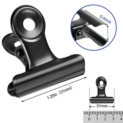 30 Pack Bulldog Clips 1.25 Inches Small Hinge Paper Clips Metal Hinge Clips for Crafts (30 Count)