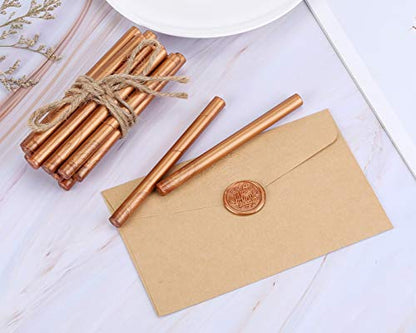15Pcs Copper Gold Glue Gun Sealing Wax Sticks for Wax Seal Stamp (15 Count)