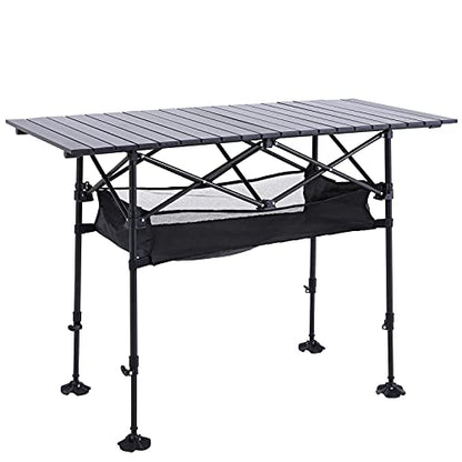Adjustable Camping Table with Storage for Grill Travel Picnic