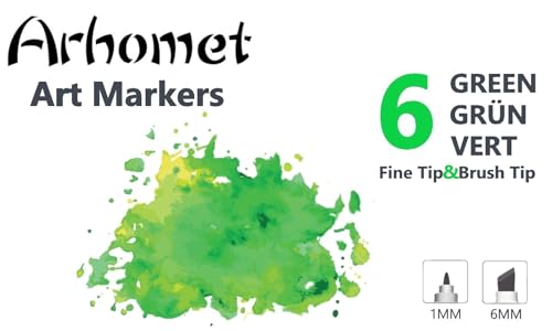 6pcs Green Forest Trees Grass Colors Alcohol Markers Set (6 Count)