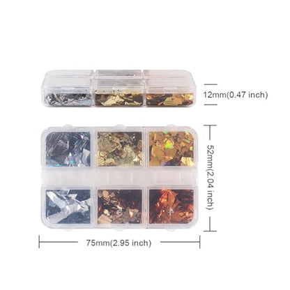 Fall Nail Sequins Holographic Laser Mixed Color Autumn Nail Flakes Design Nail Charms 3D Confetti Nail Art Stickers Irregular Nail Glitter Sequins for Women (2 Ounce)