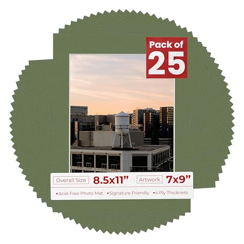 Pack of 25 Acid Free 8.5x11 Mats Bevel Cut for 7x9 Photos (25 Count)