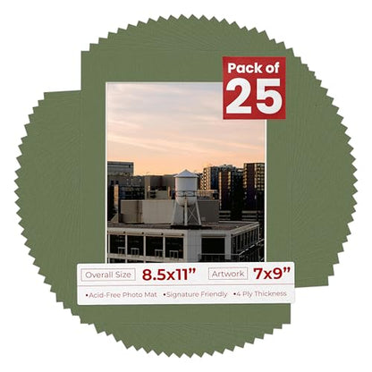 Pack of 25 Acid Free 8.5x11 Mats Bevel Cut for 7x9 Photos (25 Count)