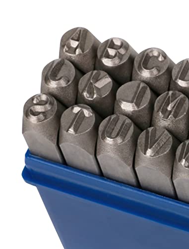 1/4"(6mm) Letter Stamp Set, 27Pcs Steel Capital Letter Punch DIY Tool for Leather, Brass, Aluminum, Mild Steel (A-Z)